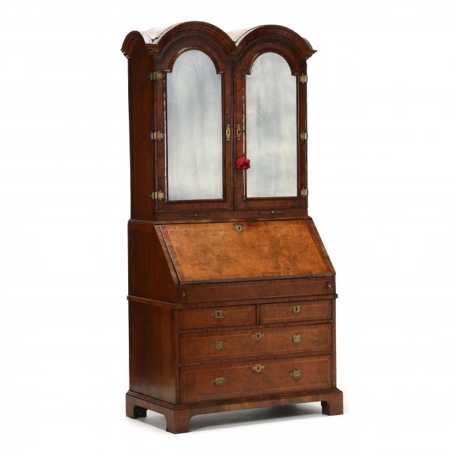 a-fine-george-i-transitional-double-bonnet-top-mahogany-bureau-bookcase