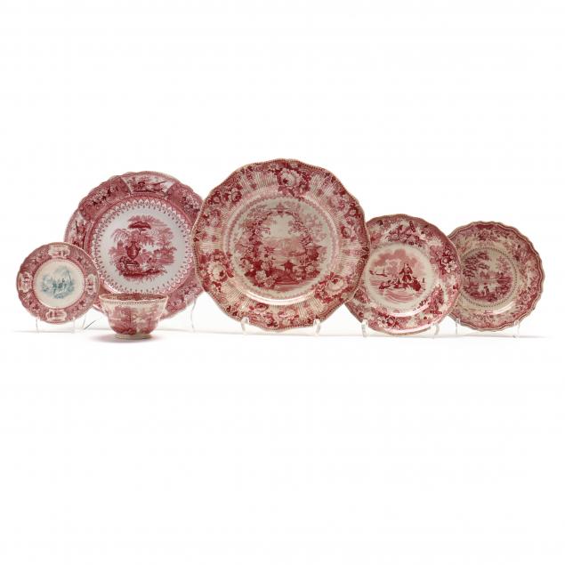 large-selection-43-of-staffordshire-red-transferware