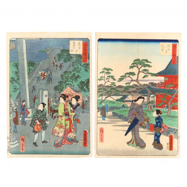 hiroshige-ii-and-toyokuni-iii-two-japanese-woodblock-prints