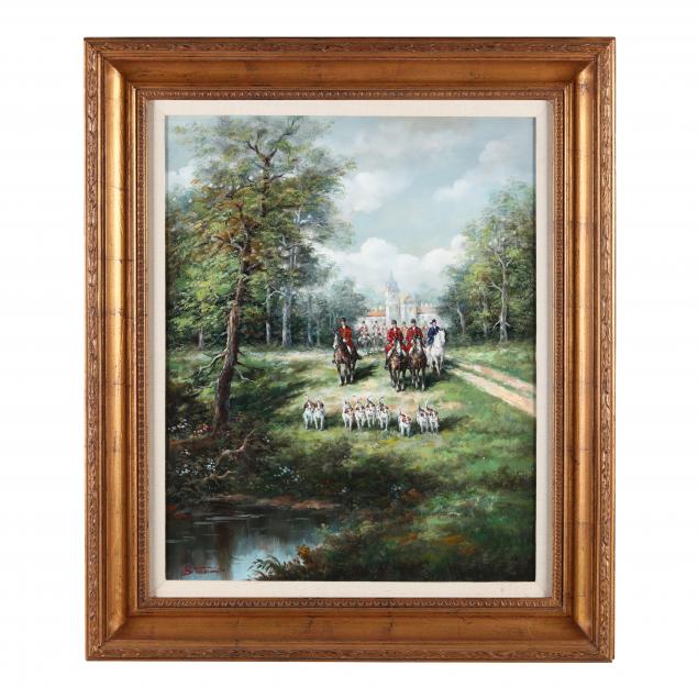 a-contemporary-decorative-painting-of-a-hunting-party
