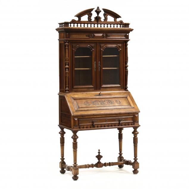 french-walnut-secretary-bookcase