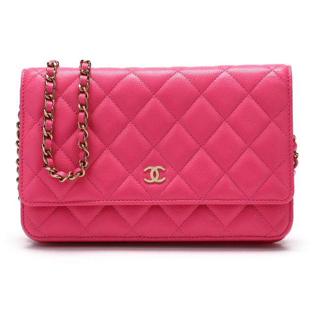 Chanel Quilted Lambskin Wallet On Chain, Bright Pink (Lot 3021