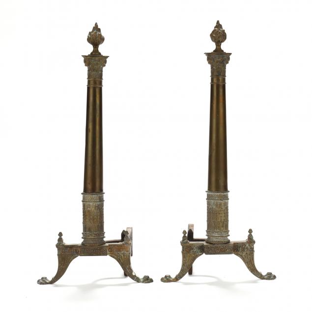 pair-of-classical-style-columnar-brass-chenets