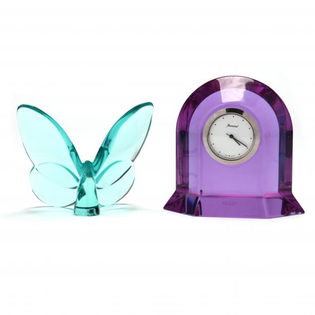 baccarat-crystal-butterfly-and-desk-clock