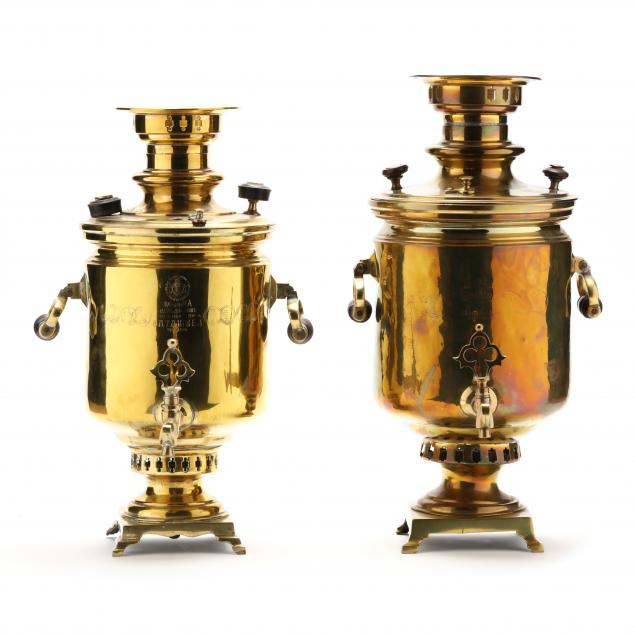two-russian-brass-samovars