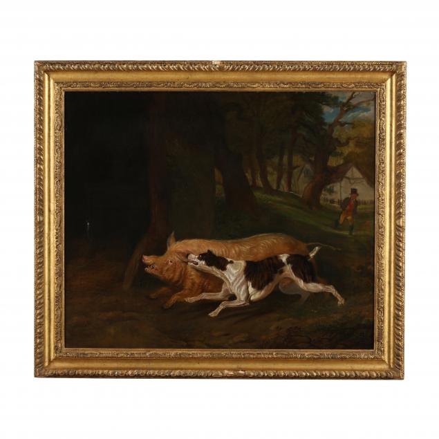 martin-t-ward-british-1819-1858-wild-boar-hunt-with-hound