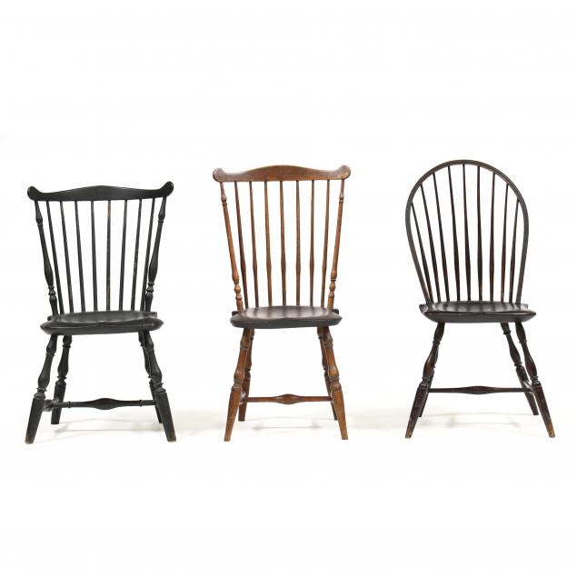 three-american-windsor-side-chairs