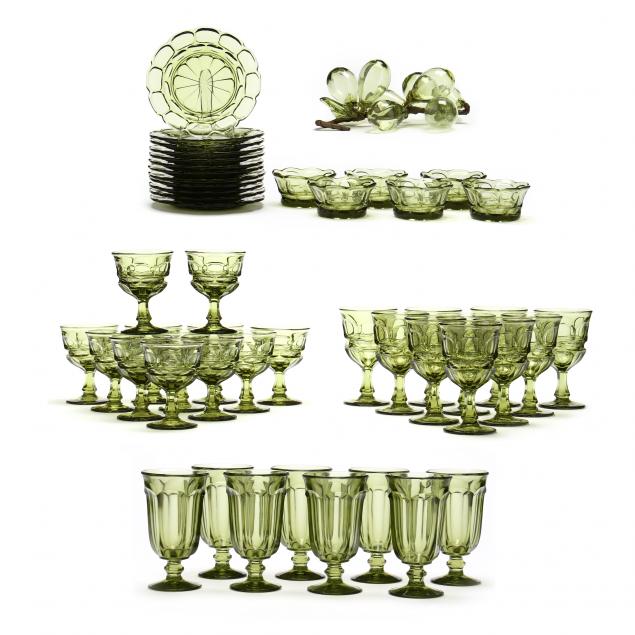 48-pieces-fostoria-i-argus-green-i-glassware