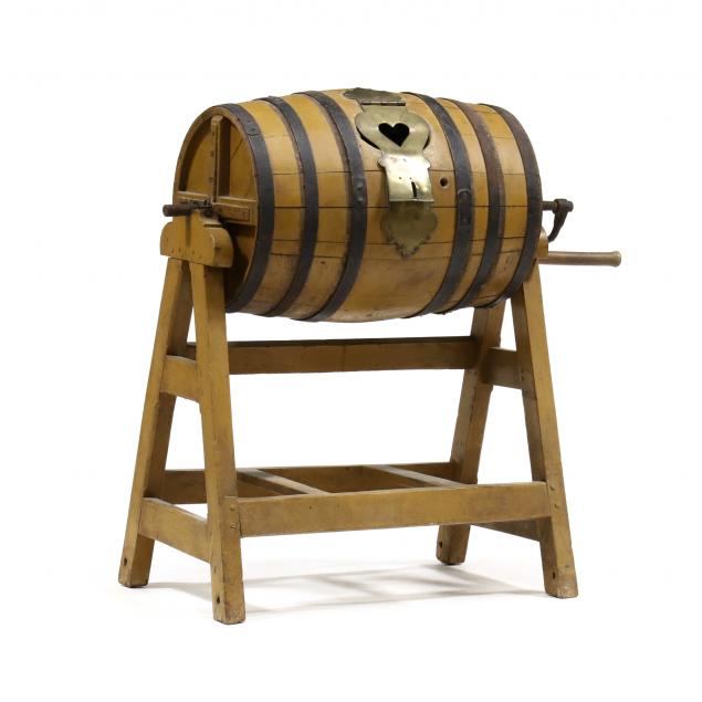 antique-barrel-form-butter-churn-on-stand