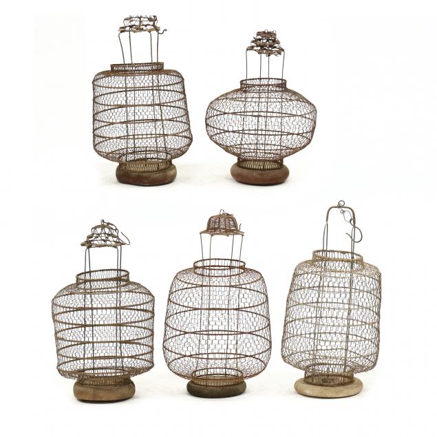 five-vintage-chinese-wirework-lanterns