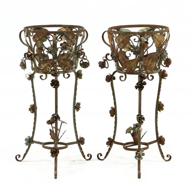pair-of-spanish-style-painted-iron-plant-stands
