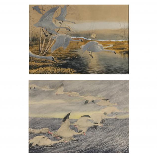 rex-brasher-american-1869-1960-two-prints-of-geese-in-flight