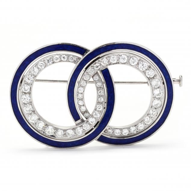 diamond-and-enamel-double-circle-brooch-pendant