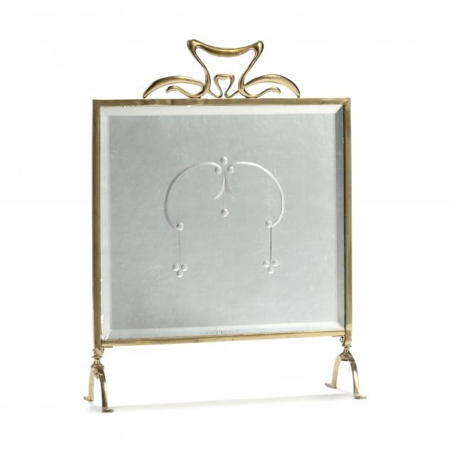 art-nouveau-mirrored-brass-fireplace-screen