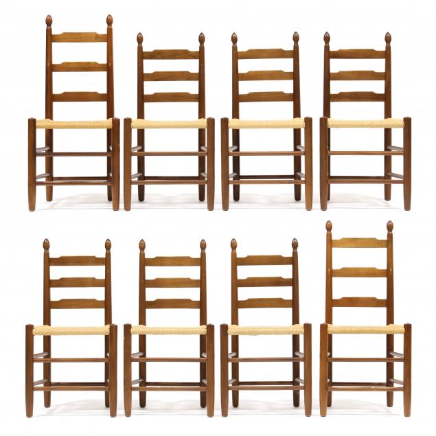 set-of-eight-walnut-ladder-back-side-chairs