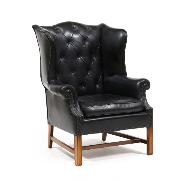 vintage-chippendale-style-leather-easy-chair