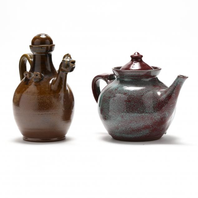 jugtown-pottery-pamela-owens-moore-county-nc-b-1958-two-teapots