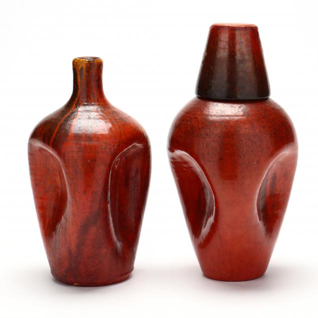 two-chrome-red-glazed-pinch-bottles-nc