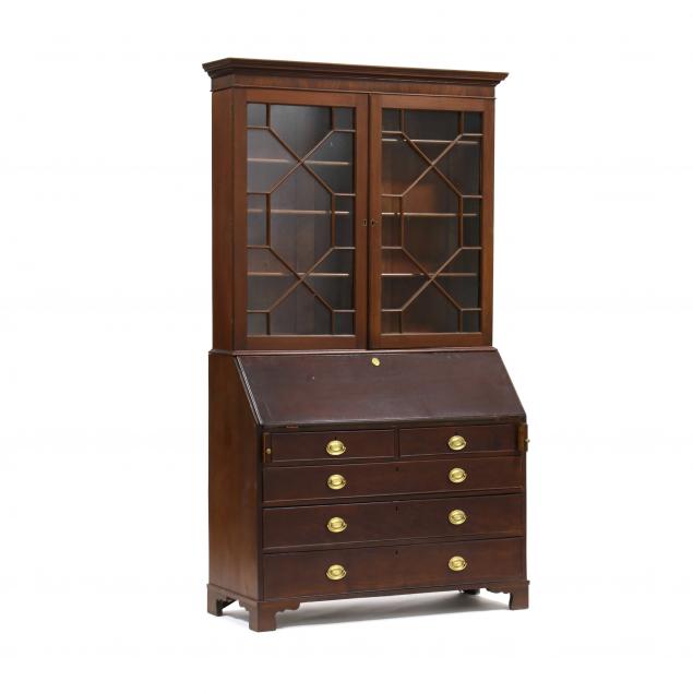 georgian-style-mahogany-bureau-bookcase