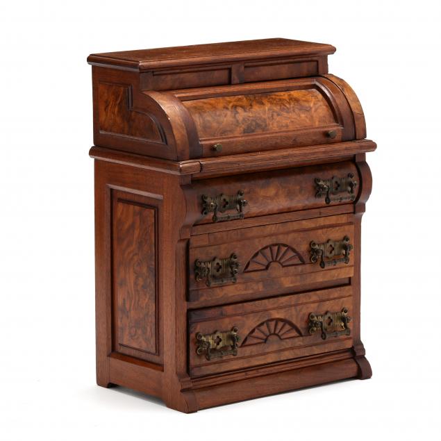 miniature-victorian-burl-wood-c-scroll-desk