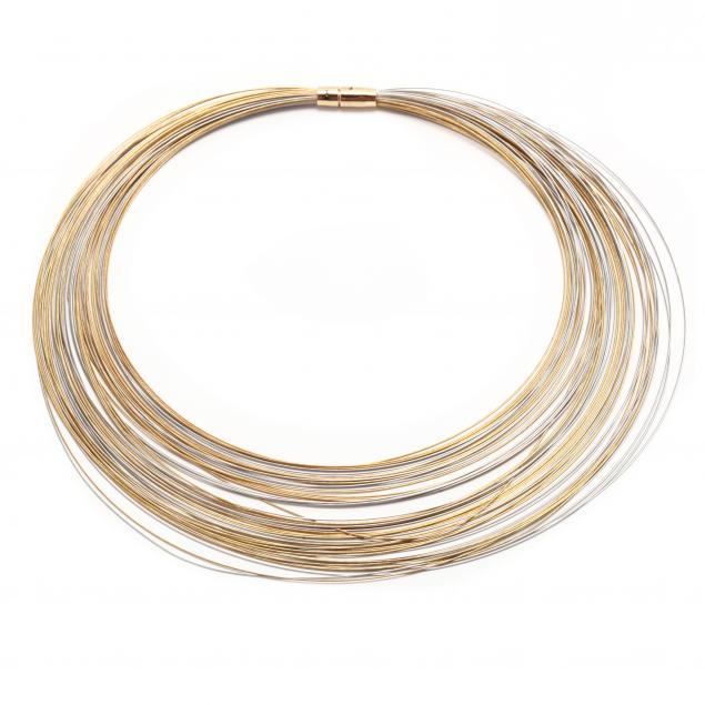 bi-color-gold-multi-strand-collar-necklace