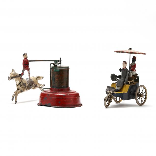 lehmann-antique-tin-litho-wind-up-toy-and-acrobat-with-horse