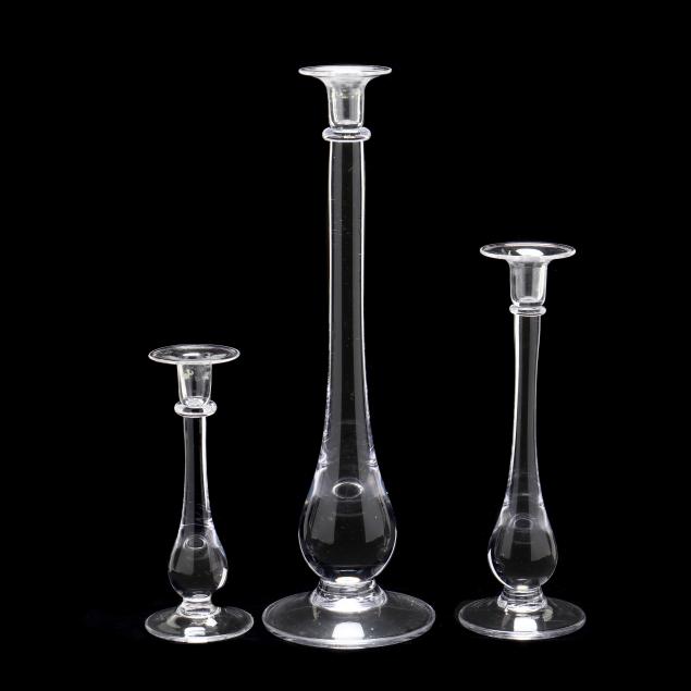 simon-pearce-three-graduated-glass-candlesticks