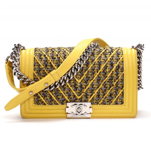 yellow chanel classic flap bag