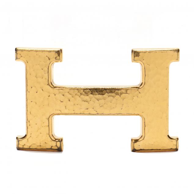 hermes-hammered-gold-plated-belt-buckle