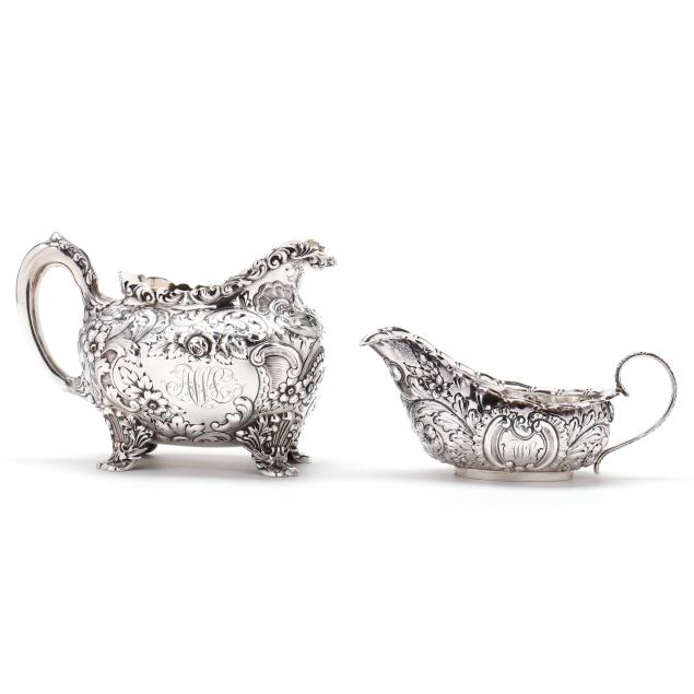 two-antique-american-repousse-sterling-silver-gravy-boats