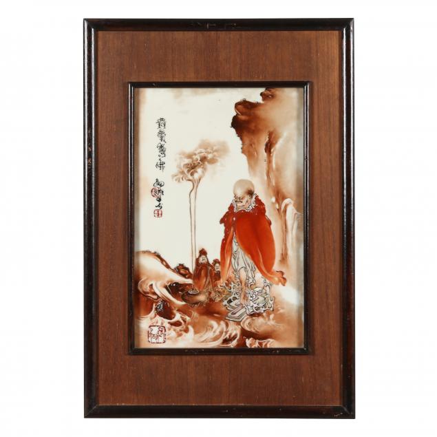 wang-bu-chinese-1898-1968-a-porcelain-plaque-of-buddhist-deities