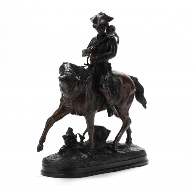 a-patinated-bronze-figure-of-huntsman-on-horseback