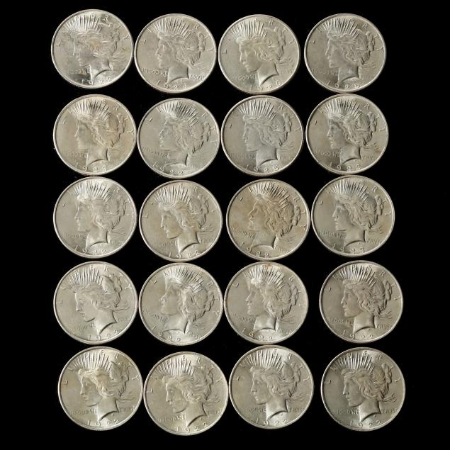 roll-of-twenty-20-mixed-date-uncirculated-peace-silver-dollars