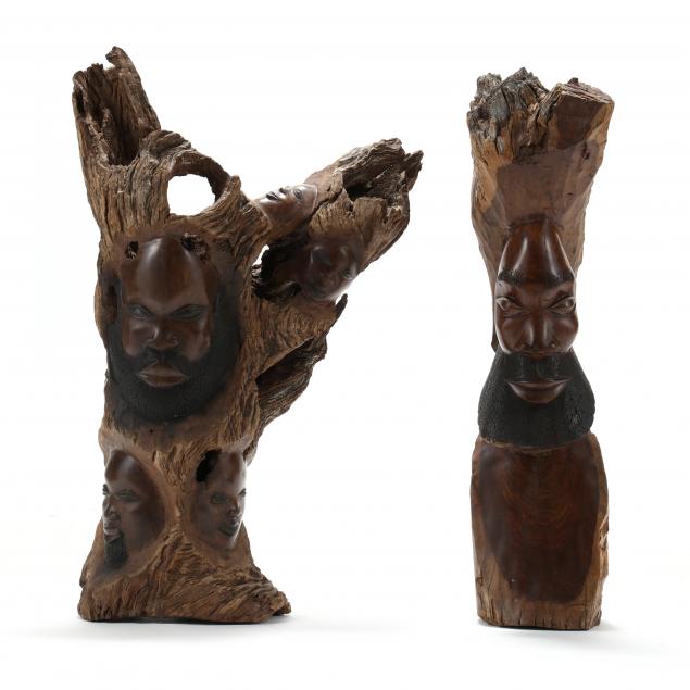 two-vintage-african-carved-figural-tree-statues