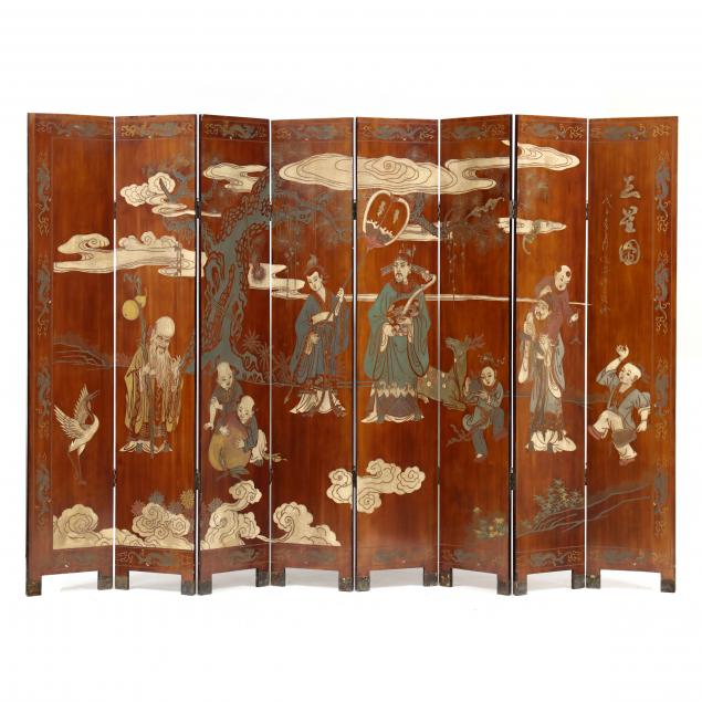 chinese-eight-panel-carved-and-lacquered-floor-screen