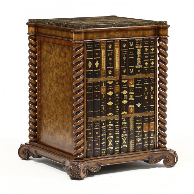 maitland-smith-marble-top-faux-book-wine-cabinet