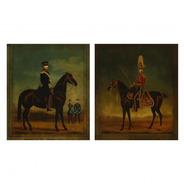 two-antique-reverse-glass-prints-of-british-cavalrymen