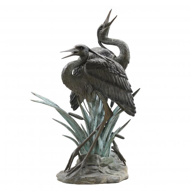 palatial-cast-bronze-sculptural-egret-fountain