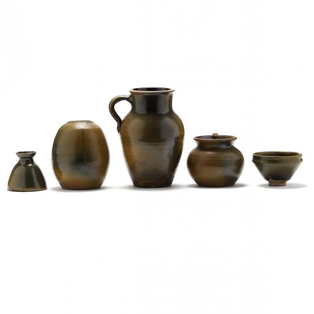 jugtown-pottery-seagrove-nc-five-frogskin-glazed-vessels