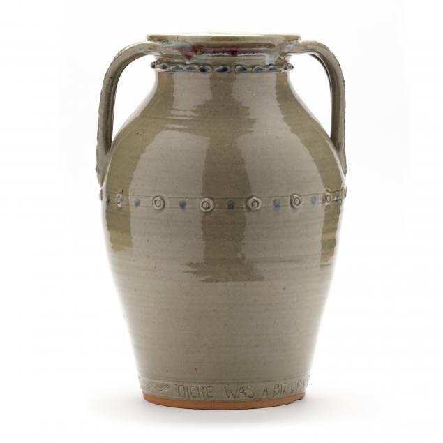 jugtown-pottery-pamela-owens-moore-county-nc-b-1958-whimsical-double-handled-vase