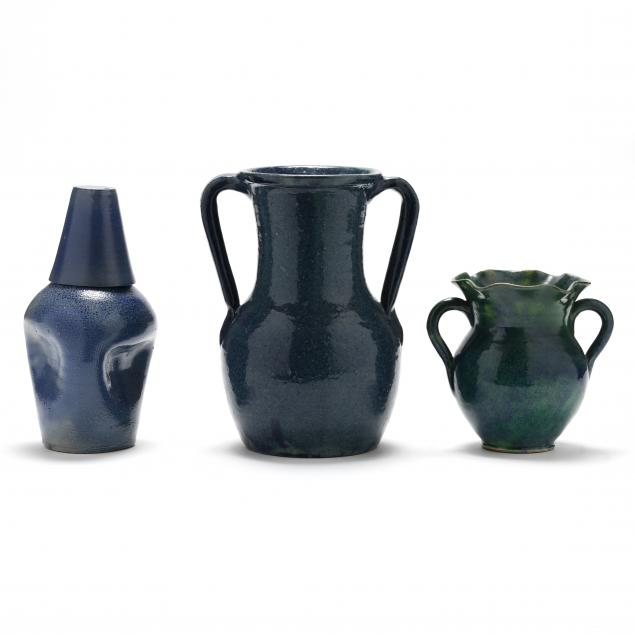 attributed-j-b-cole-pottery-steeds-nc-three-vessels