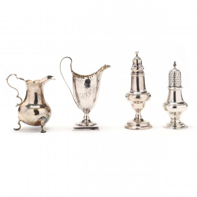 a-grouping-of-george-iii-silver-creamers-and-casters-including-hester-bateman