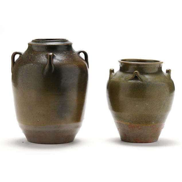 jugtown-pottery-seagrove-nc-two-frogskin-glazed-jars