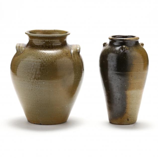 two-nc-pottery-frogskin-glazed-vessels
