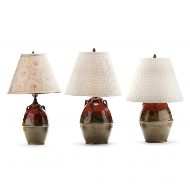 jugtown-pottery-pamela-owens-moore-county-nc-b-1958-three-table-lamps