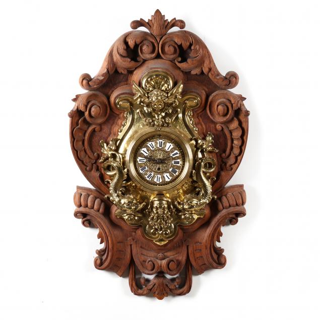 french-renaissance-revival-carved-oak-and-brass-cartel-clock