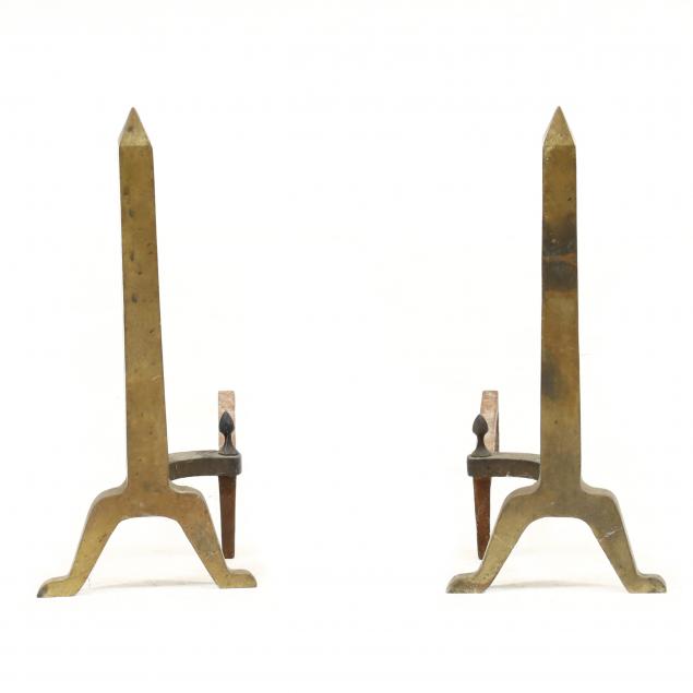 pair-of-brass-obelisk-form-andirons