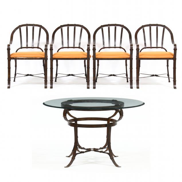 after-jacques-adnet-hermes-iron-faux-horse-bit-table-and-four-chairs