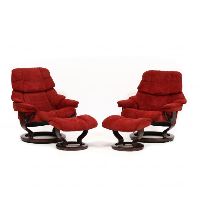 ekornes-pair-of-stressless-lounge-chairs-and-ottomans