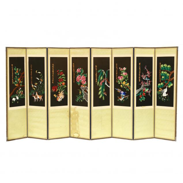 a-korean-eight-panel-folding-screen-with-embroidered-panels